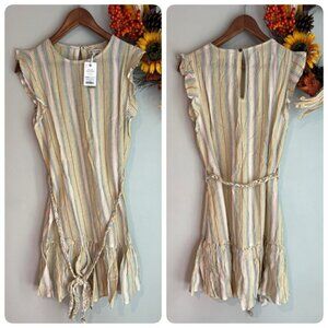 Marine Layer Laney Mini Sundress MEDIUM in Beachy Stripe Linen Blend